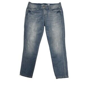 Seven7 Jeans Womens 6 Blue Denim Skinny Mid Rise Medium Wash Retro Fade Straight